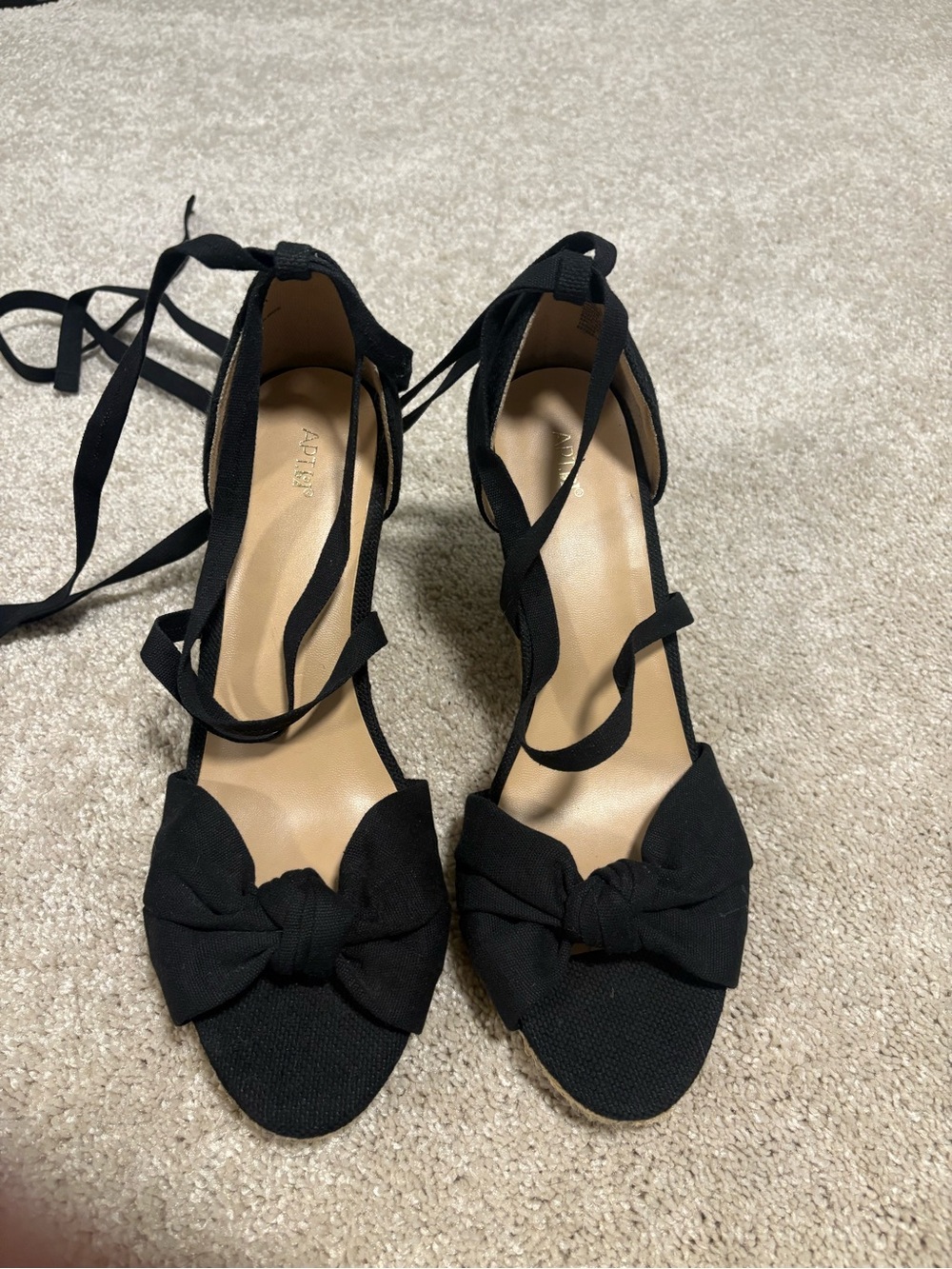 Apt. 9 Black Bow Espadrille Lace-Up Wedge Sandals